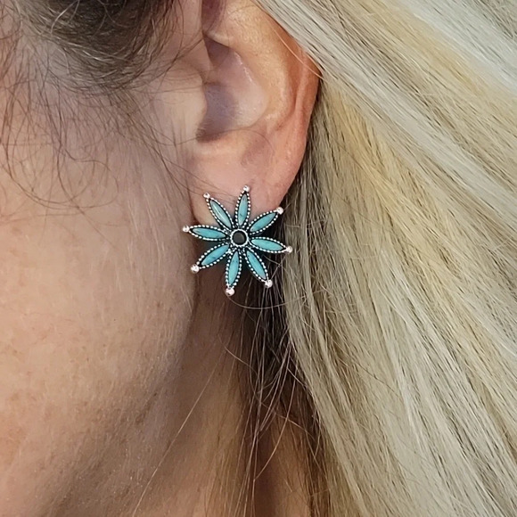 🔥LAST PAIR🔥 CACTUS FLOWER WESTERN EARRINGS - Picture 3 of 8